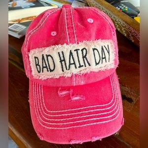 BAD HAIR DAY BASEBALL CAP, DISTRESSED